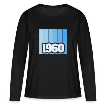 1960 1960 - T-shirt manches longues Premium bio Femme - noir - Devant - Julia (174cm)