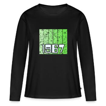 Vert 1967 - T-shirt manches longues Premium bio Femme - noir - Devant - Julia (174cm)