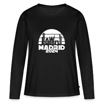 T-shirt Madrid 2024 Skyline : élégance urbaine - T-shirt manches longues Premium bio Femme - noir - Devant - Julia (174cm)