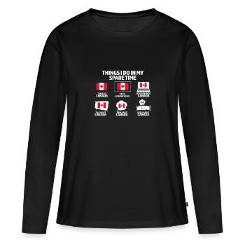 Canada Canada Canada Cadeau - T-shirt manches longues Premium bio Femme - noir - Devant - Julia (174cm)