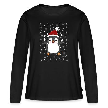 Weihnachten Pinguin Schnee Winter xmas Geschenke - Frauen Premium Bio Langarmshirt - Schwarz - Vorne - Julia (174cm)