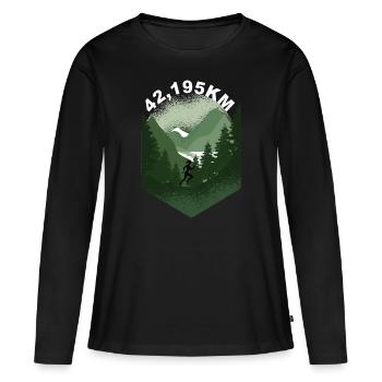 marathon Sport joggen Geschenk Geschenkidee Spruch - Frauen Premium Bio Langarmshirt - Schwarz - Vorne - Julia (174cm)