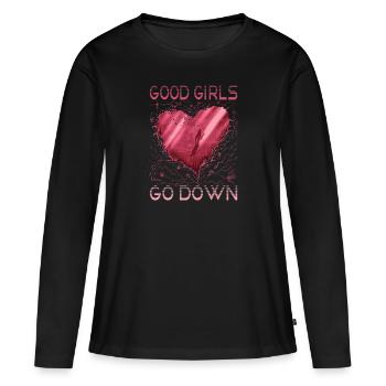 Apnée en apnée plongeuse Les bonnes filles descendent - T-shirt manches longues Premium bio Femme - noir - Devant - Julia (174cm)