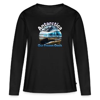 L’Antarctique, notre gelée - T-shirt manches longues Premium bio Femme - noir - Devant - Julia (174cm)