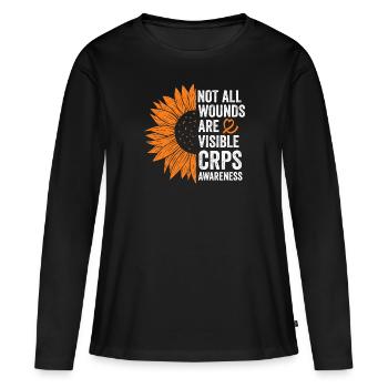 Batailles invisibles : Sensibilisation au SDRC - T-shirt manches longues Premium bio Femme - noir - Devant - Julia (174cm)