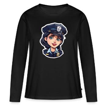 Polizei / Einsatz / Beruf / Job / Einsatzkräfte - Frauen Premium Bio Langarmshirt - Schwarz - Vorne - Julia (174cm)