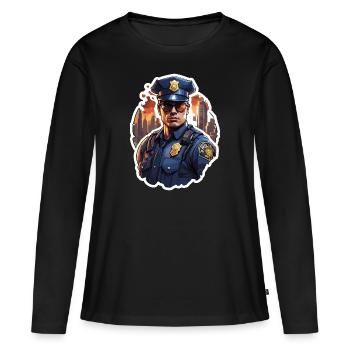 Polizei / Einsatz / Beruf / Job / Einsatzkräfte - Frauen Premium Bio Langarmshirt - Schwarz - Vorne - Julia (174cm)