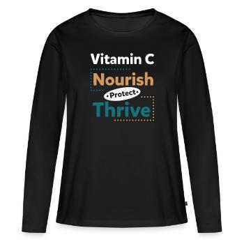 Vitamine C Nourrir Protéger Prospérer - T-shirt manches longues Premium bio Femme - noir - Devant - Julia (174cm)