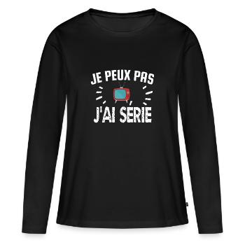 je peux pas j'ai série - T-shirt manches longues Premium bio Femme - noir - Devant - Julia (174cm)