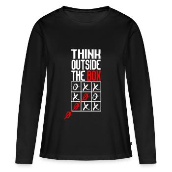 think outside the box - T-shirt manches longues Premium bio Femme - noir - Devant - Julia (174cm)