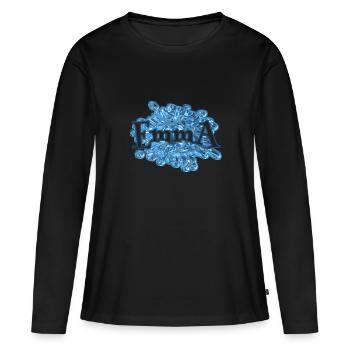 Gouttes d’eau Nom Emma - T-shirt manches longues Premium bio Femme - noir - Devant - Julia (174cm)