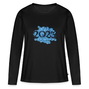 Gouttes d’eau 2023 - T-shirt manches longues Premium bio Femme - noir - Devant - Julia (174cm)