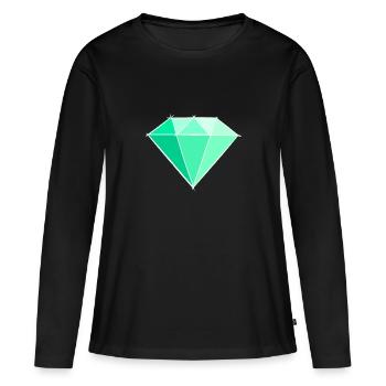 Pierres précieuses : Dessin d’émeraude / Symbole. Bijou. - T-shirt manches longues Premium bio Femme - noir - Devant - Julia (174cm)