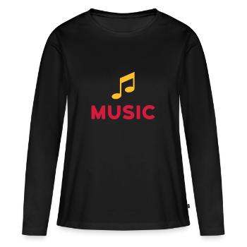★ Les couleurs de conception peuvent être modifiées ★ Musique (Remarque) - T-shirt manches longues Premium bio Femme - noir - Devant - Julia (174cm)