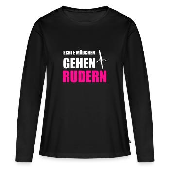 Rudern Mädchen Ruderer Ruder Geschenk - Frauen Premium Bio Langarmshirt - Schwarz - Vorne - Julia (174cm)