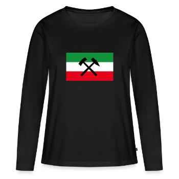 NRW Flagge Bergbau - Frauen Premium Bio Langarmshirt - Schwarz - Vorne - Julia (174cm)