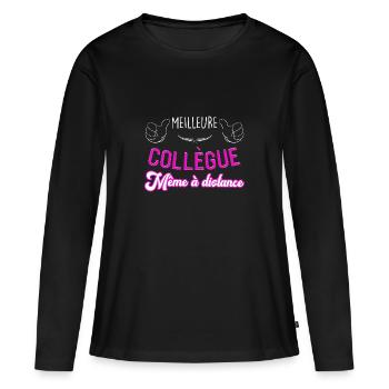 Meilleure collègue Femme Humour Télétravail - T-shirt manches longues Premium bio Femme - noir - Devant - Julia (174cm)