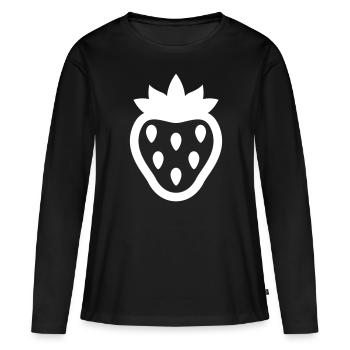 Icône de l’icône de la fraise - T-shirt manches longues Premium bio Femme - noir - Devant - Julia (174cm)