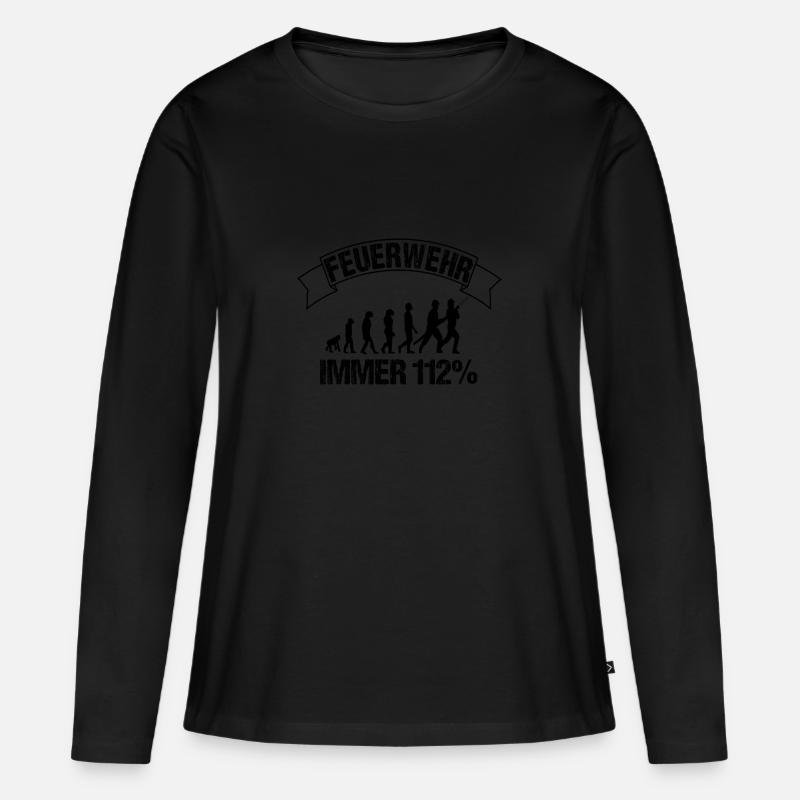 Feuerwehr - Frauen Premium Bio Langarmshirt - Schwarz