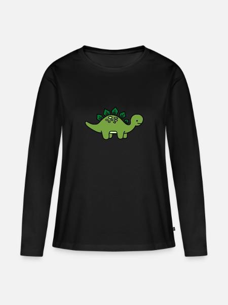 Dino Kind Stegosaurus - Frauen Premium Bio Langarmshirt - Schwarz