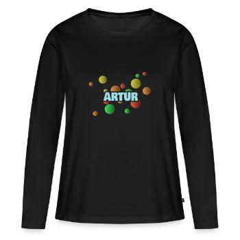 Anniversaire Artur - T-shirt manches longues Premium bio Femme - noir - Devant - Julia (174cm)