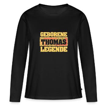 als Thomas - Frauen Premium Bio Langarmshirt - Schwarz - Vorne - Julia (174cm)