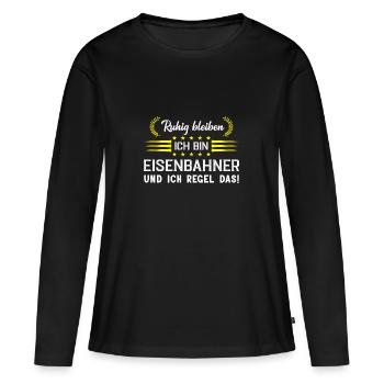 Eisenbahner Eisenbahn Geschenk - Frauen Premium Bio Langarmshirt - Schwarz - Vorne - Julia (174cm)