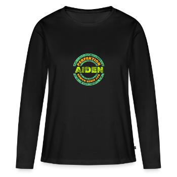 Vorname Aiden - Frauen Premium Bio Langarmshirt - Schwarz - Vorne - Julia (174cm)