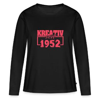 seit 1952 - Frauen Premium Bio Langarmshirt - Schwarz - Vorne - Julia (174cm)