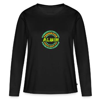 Perfekt Albin - Frauen Premium Bio Langarmshirt - Schwarz - Vorne - Julia (174cm)