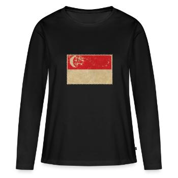Singapour - T-shirt manches longues Premium bio Femme - noir - Devant - Julia (174cm)