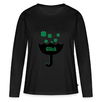 Parapluie chanceux attraper chance chance - T-shirt manches longues Premium bio Femme - noir - Devant - Julia (174cm)