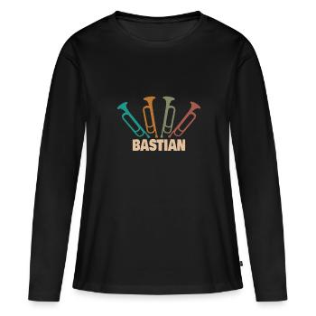 Instrument à vent Bastian - T-shirt manches longues Premium bio Femme - noir - Devant - Julia (174cm)