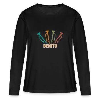Instrument à vent Benito - T-shirt manches longues Premium bio Femme - noir - Devant - Julia (174cm)