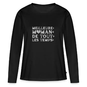 Meilleure maman de tout les temps - T-shirt manches longues Premium bio Femme - noir - Devant - Julia (174cm)