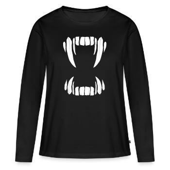 Dents de vampire Dents Drakula - T-shirt manches longues Premium bio Femme - noir - Devant - Julia (174cm)