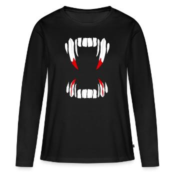 Dents de vampire Dents Drakula - T-shirt manches longues Premium bio Femme - noir - Devant - Julia (174cm)