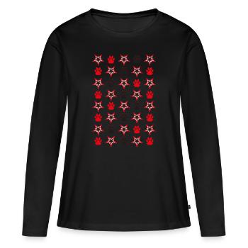 Hundepfoten mit vielen Sternen. - Frauen Premium Bio Langarmshirt - Schwarz - Vorne - Julia (174cm)