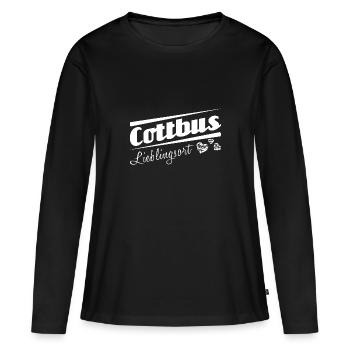 Cottbus - Lieblingsort mit Stadtnamen - Frauen Premium Bio Langarmshirt - Schwarz - Vorne - Julia (174cm)