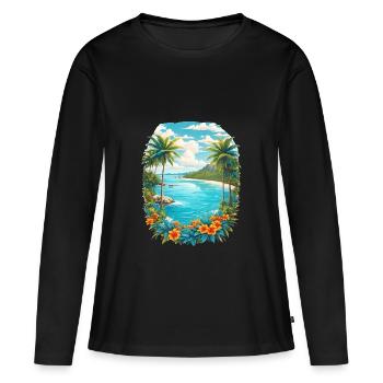 Île des Caraïbes - T-shirt manches longues Premium bio Femme - noir - Devant - Julia (174cm)