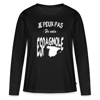 Je peux pas je suis Espagnole - T-shirt manches longues Premium bio Femme - noir - Devant - Julia (174cm)