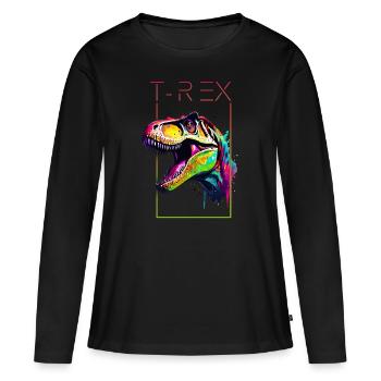 T-Rex multicolore : repousser les limites - T-shirt manches longues Premium bio Femme - noir - Devant - Julia (174cm)