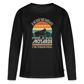 Je ne suis pas parfaite mais je suis motarde - T-shirt manches longues Premium bio Femme - noir - Devant - Julia (174cm)