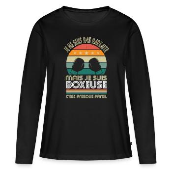 Je ne suis pas parfaite mais je suis boxeuse - T-shirt manches longues Premium bio Femme - noir - Devant - Julia (174cm)
