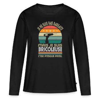 Je ne suis pas parfaite mais je suis bricoleuse - T-shirt manches longues Premium bio Femme - noir - Devant - Julia (174cm)