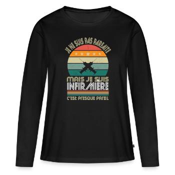 Je ne suis pas parfaite mais je suis infirmière - T-shirt manches longues Premium bio Femme - noir - Devant - Julia (174cm)