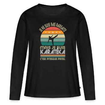 Je ne suis pas parfaite mais je suis karatéka - T-shirt manches longues Premium bio Femme - noir - Devant - Julia (174cm)