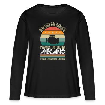 Je ne suis pas parfaite mais je suis mécano - T-shirt manches longues Premium bio Femme - noir - Devant - Julia (174cm)