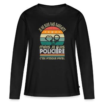 Je ne suis pas parfaite mais je suis policière - T-shirt manches longues Premium bio Femme - noir - Devant - Julia (174cm)