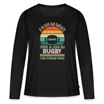 Je ne suis pas parfaite mais je joue au rugby - T-shirt manches longues Premium bio Femme - noir - Devant - Julia (174cm)